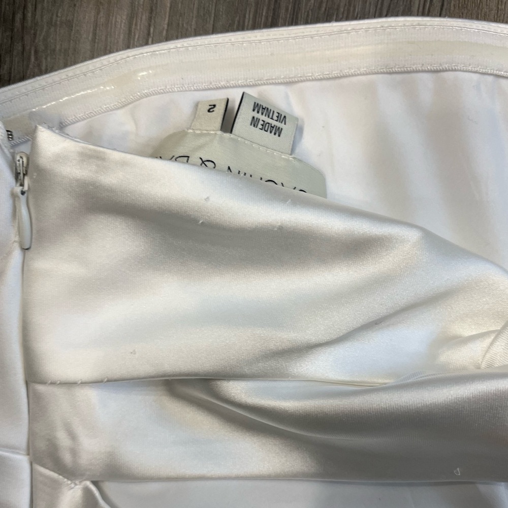 BHLDN x Sachin & Babi Aubrey 10 White Satin Silky Strapless Midi Wedding Dress - Picture 6 of 7